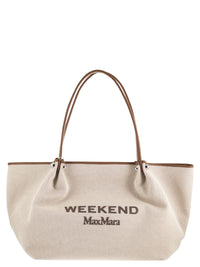 Weekend Maxmara Women Wkagetto - Canvas Shopper Bag With Leather Trims