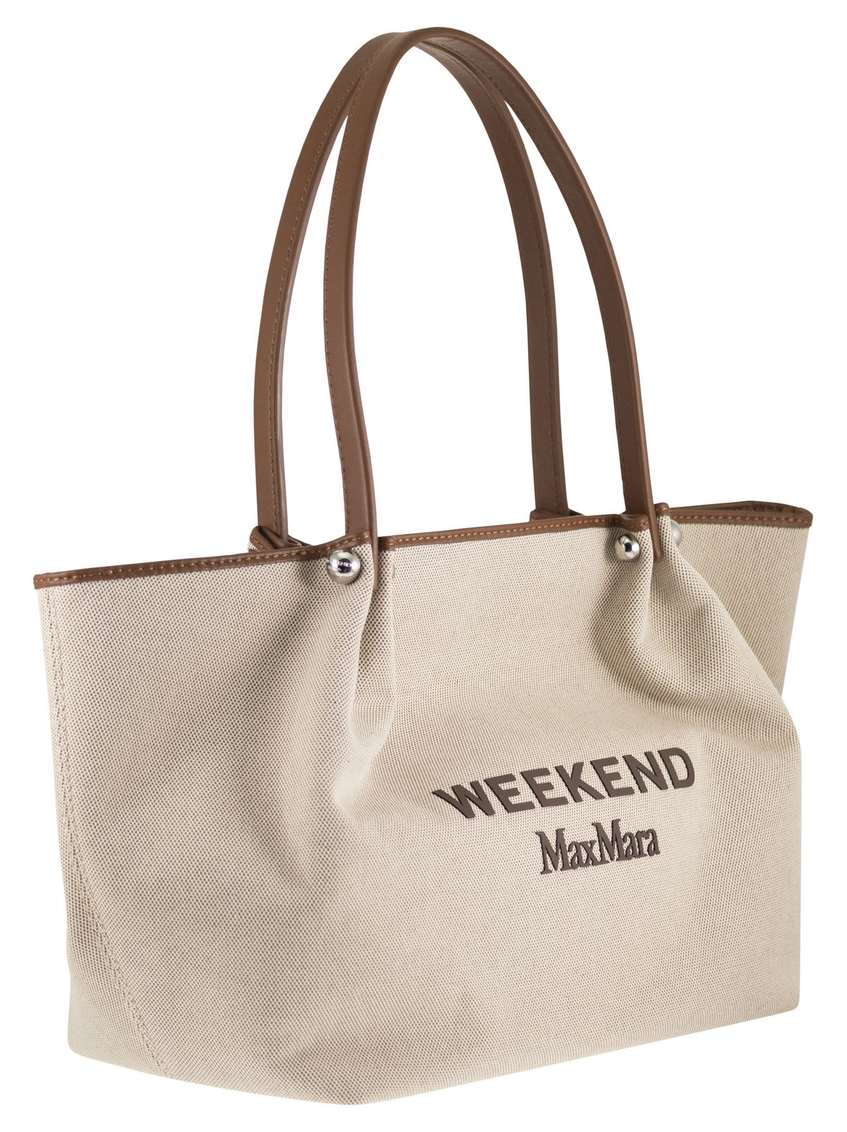 Weekend Maxmara Women Wkagetto - Canvas Shopper Bag With Leather Trims