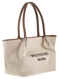 Weekend Maxmara Women Wkagetto - Canvas Shopper Bag With Leather Trims