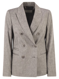 PESERICO Peserico Women Double-Breasted Blazer In Linen And Wool Blend