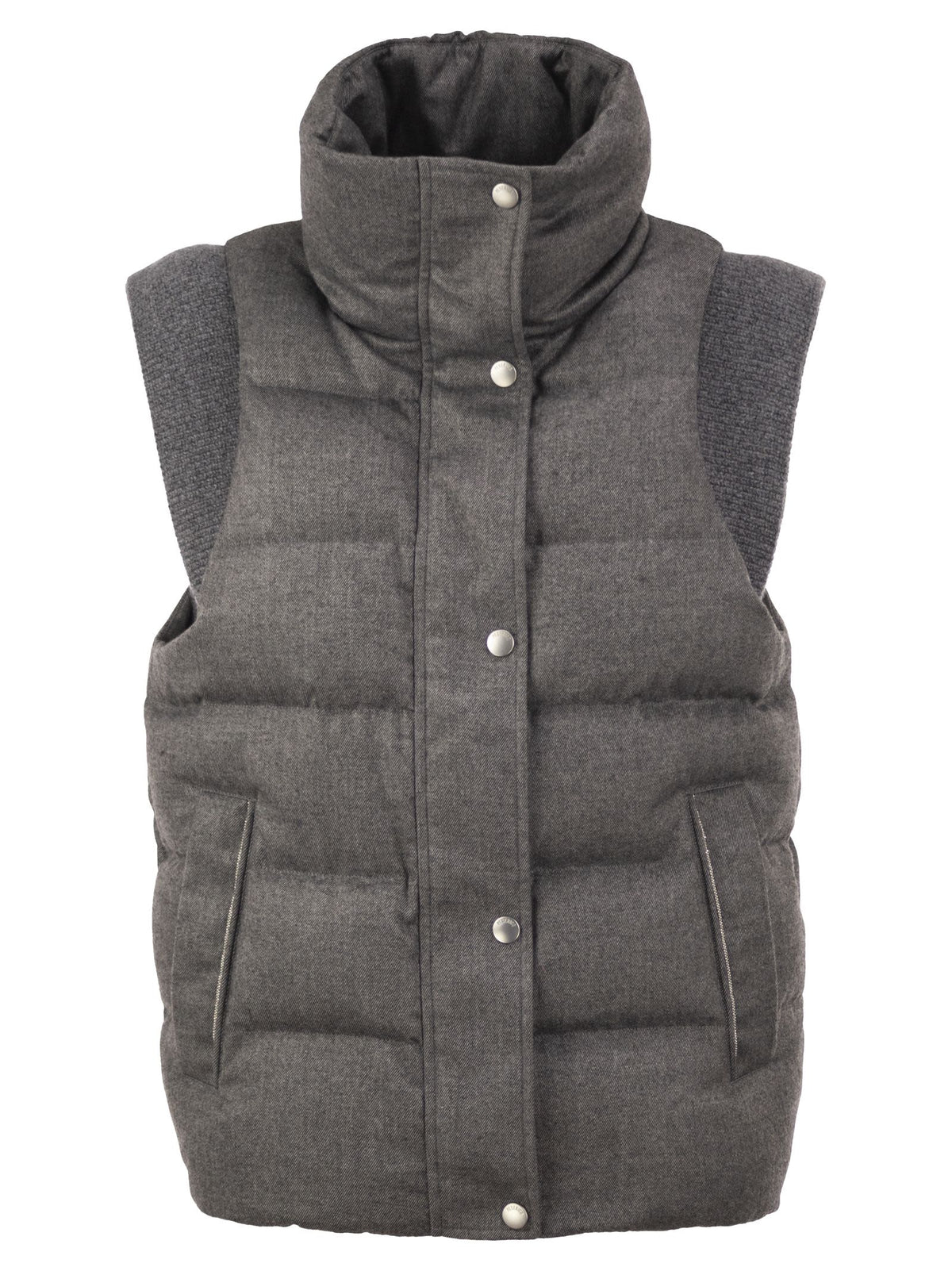 Peserico Women Padded Gilet With High Neck And Lurex Knit Details