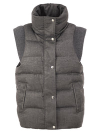 Peserico Women Padded Gilet With High Neck And Lurex Knit Details