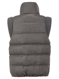 Peserico Women Padded Gilet With High Neck And Lurex Knit Details
