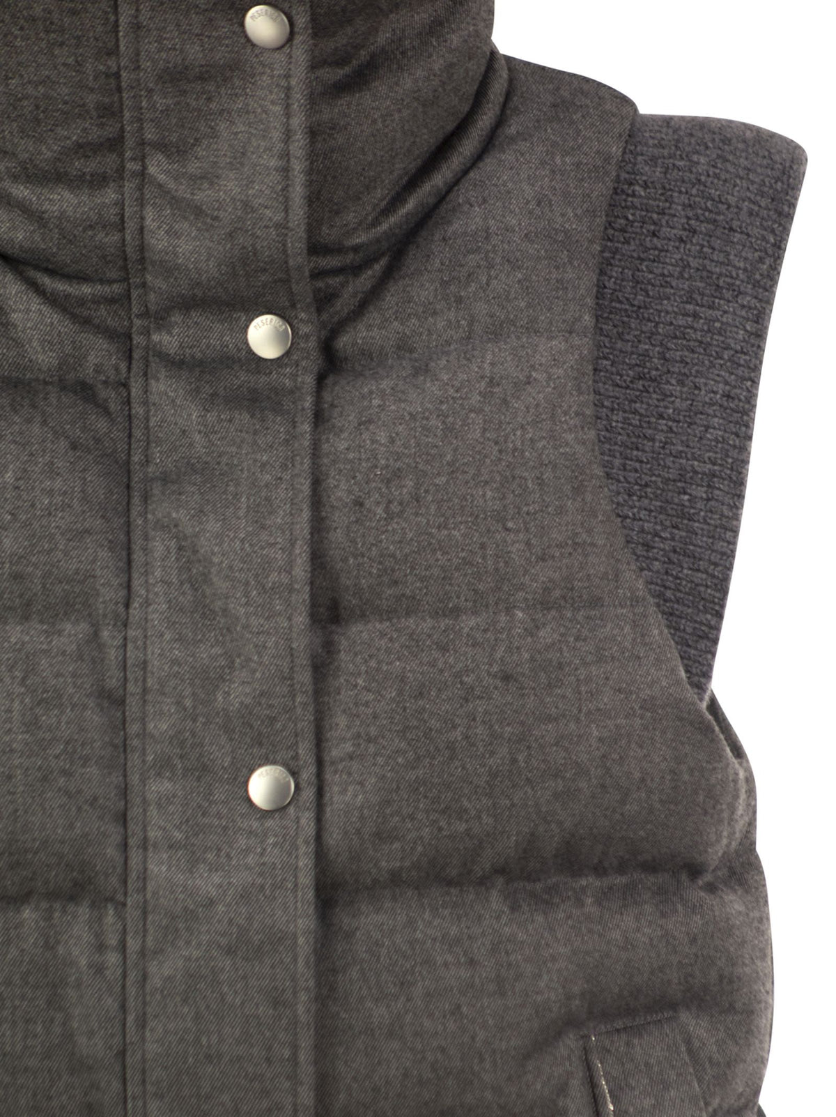Peserico Women Padded Gilet With High Neck And Lurex Knit Details