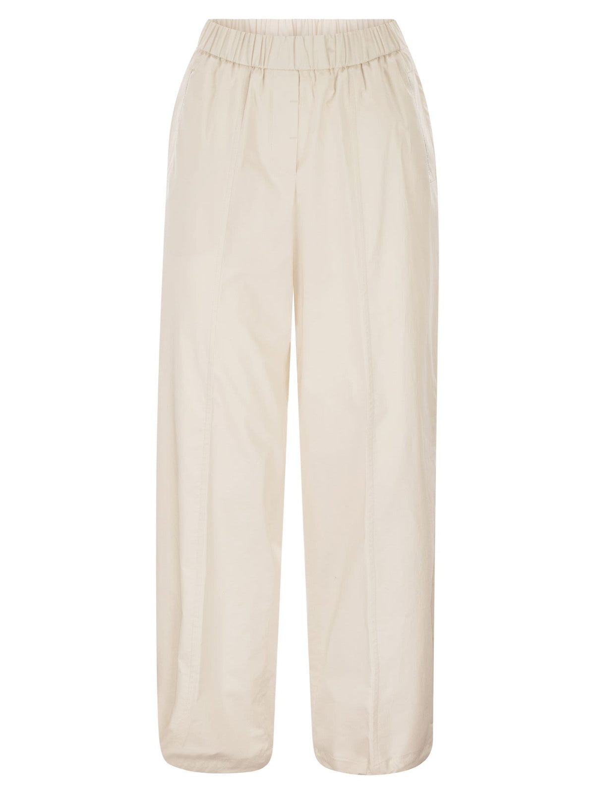 Peserico Women Loose-Fitting Stretch Cotton Trousers With Elasticated Waistband