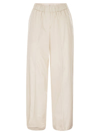Peserico Women Loose-Fitting Stretch Cotton Trousers With Elasticated Waistband