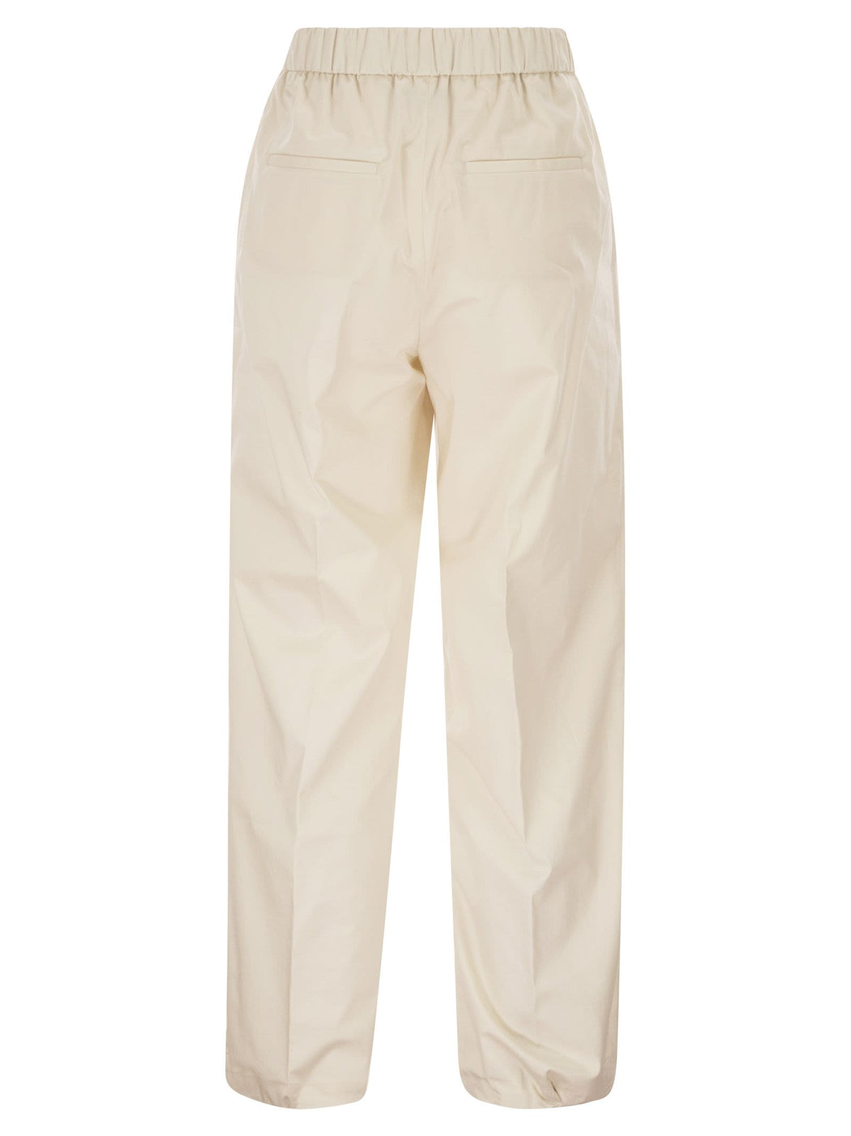 Peserico Women Loose-Fitting Stretch Cotton Trousers With Elasticated Waistband
