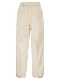 Peserico Women Loose-Fitting Stretch Cotton Trousers With Elasticated Waistband