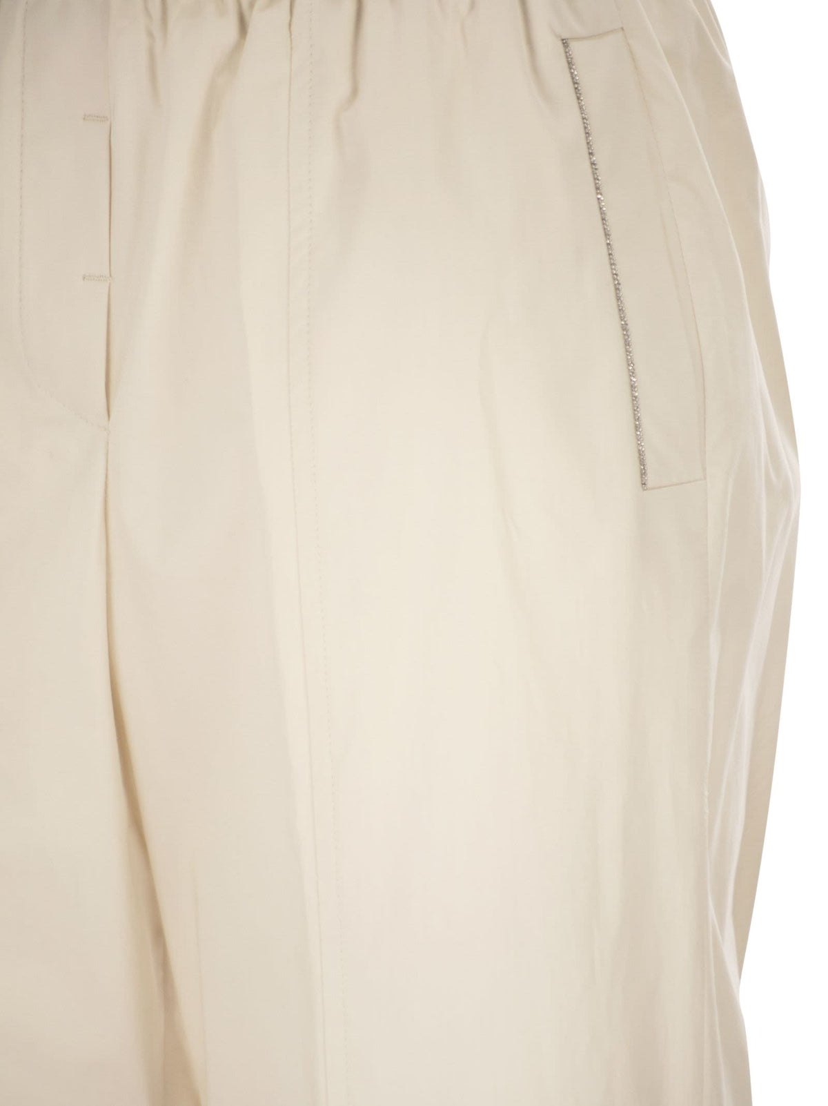 Peserico Women Loose-Fitting Stretch Cotton Trousers With Elasticated Waistband