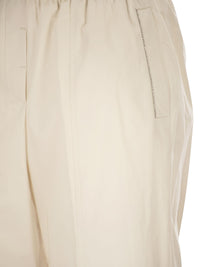 Peserico Women Loose-Fitting Stretch Cotton Trousers With Elasticated Waistband