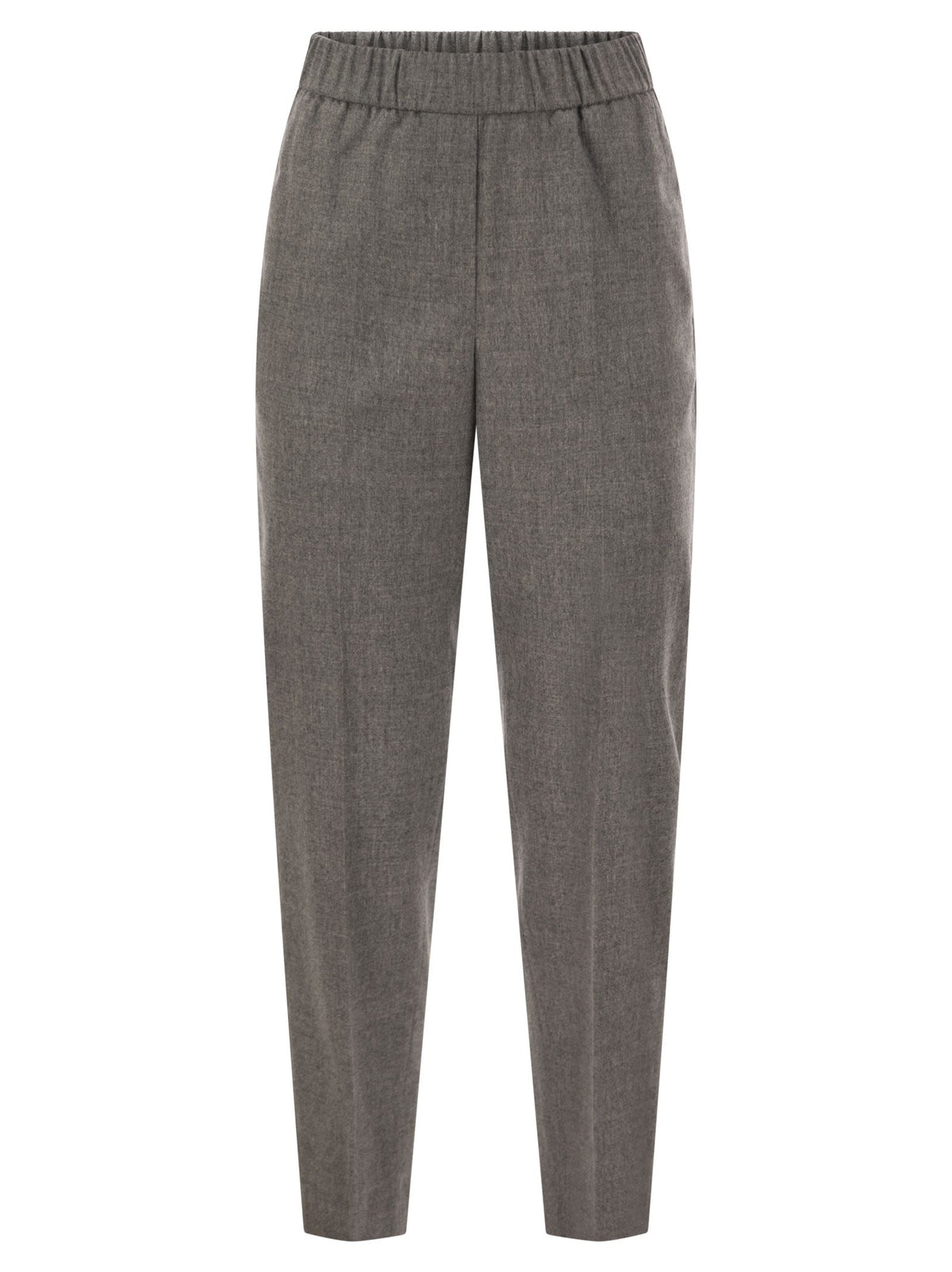 Peserico Women Virgin Wool And Cashmere Tapered Trousers With Elasticated Waistband
