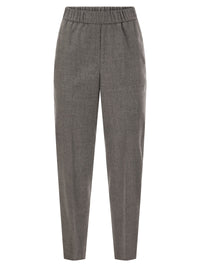 Peserico Women Virgin Wool And Cashmere Tapered Trousers With Elasticated Waistband