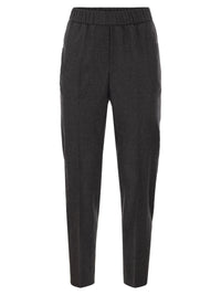 Peserico Women Virgin Wool And Cashmere Tapered Trousers With Elasticated Waistband