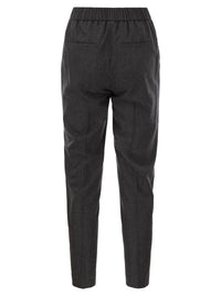 Peserico Women Virgin Wool And Cashmere Tapered Trousers With Elasticated Waistband