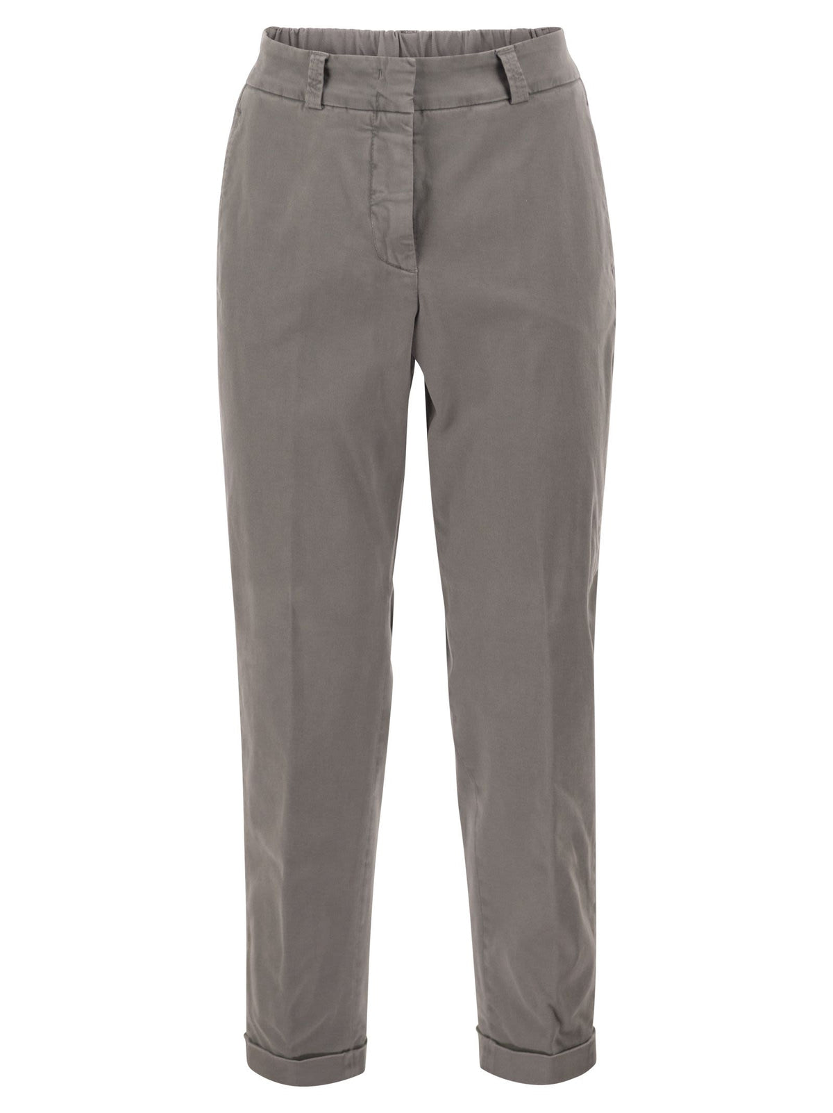 Peserico Women Stretch Cotton Tapered Trousers With Elasticated Waistband