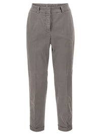 Peserico Women Stretch Cotton Tapered Trousers With Elasticated Waistband