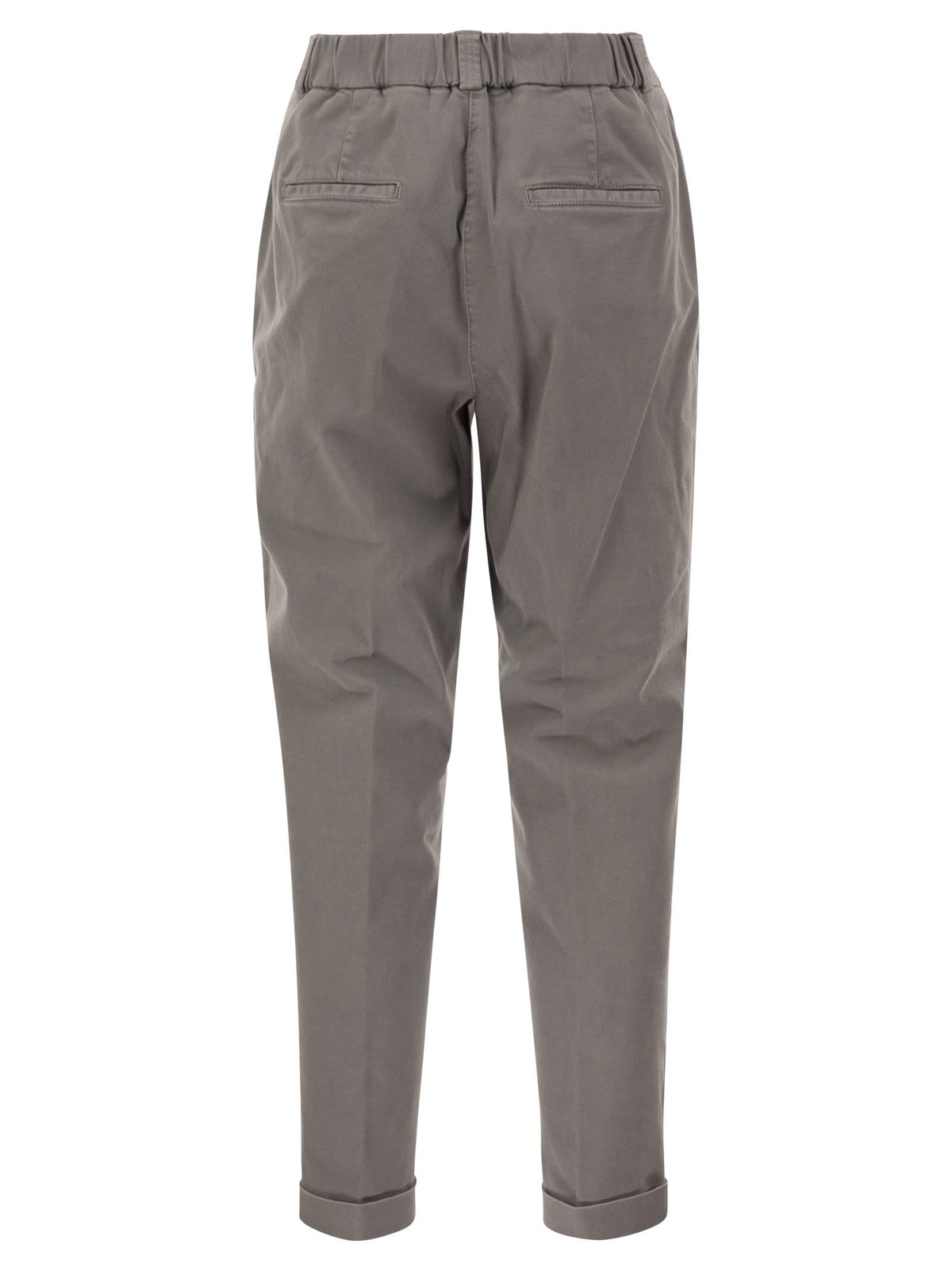 Peserico Women Stretch Cotton Tapered Trousers With Elasticated Waistband