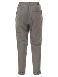 Peserico Women Stretch Cotton Tapered Trousers With Elasticated Waistband