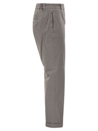 Peserico Women Stretch Cotton Tapered Trousers With Elasticated Waistband