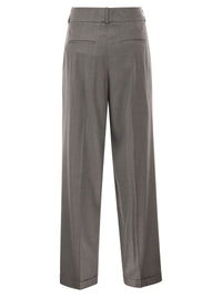 Peserico Women Tailored Virgin Wool Stretch Trousers With Front Pleats