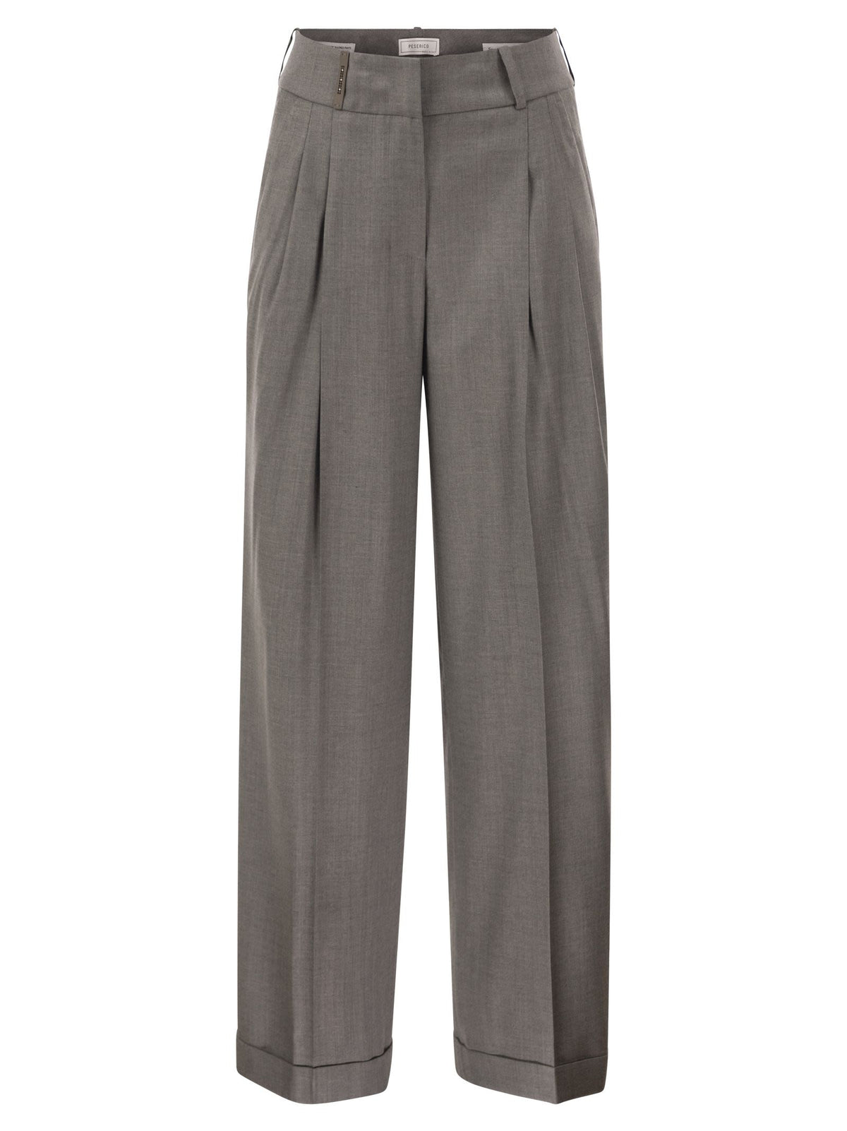 Peserico Women Tailored Virgin Wool Stretch Trousers With Front Pleats