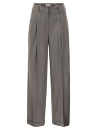 Peserico Women Tailored Virgin Wool Stretch Trousers With Front Pleats