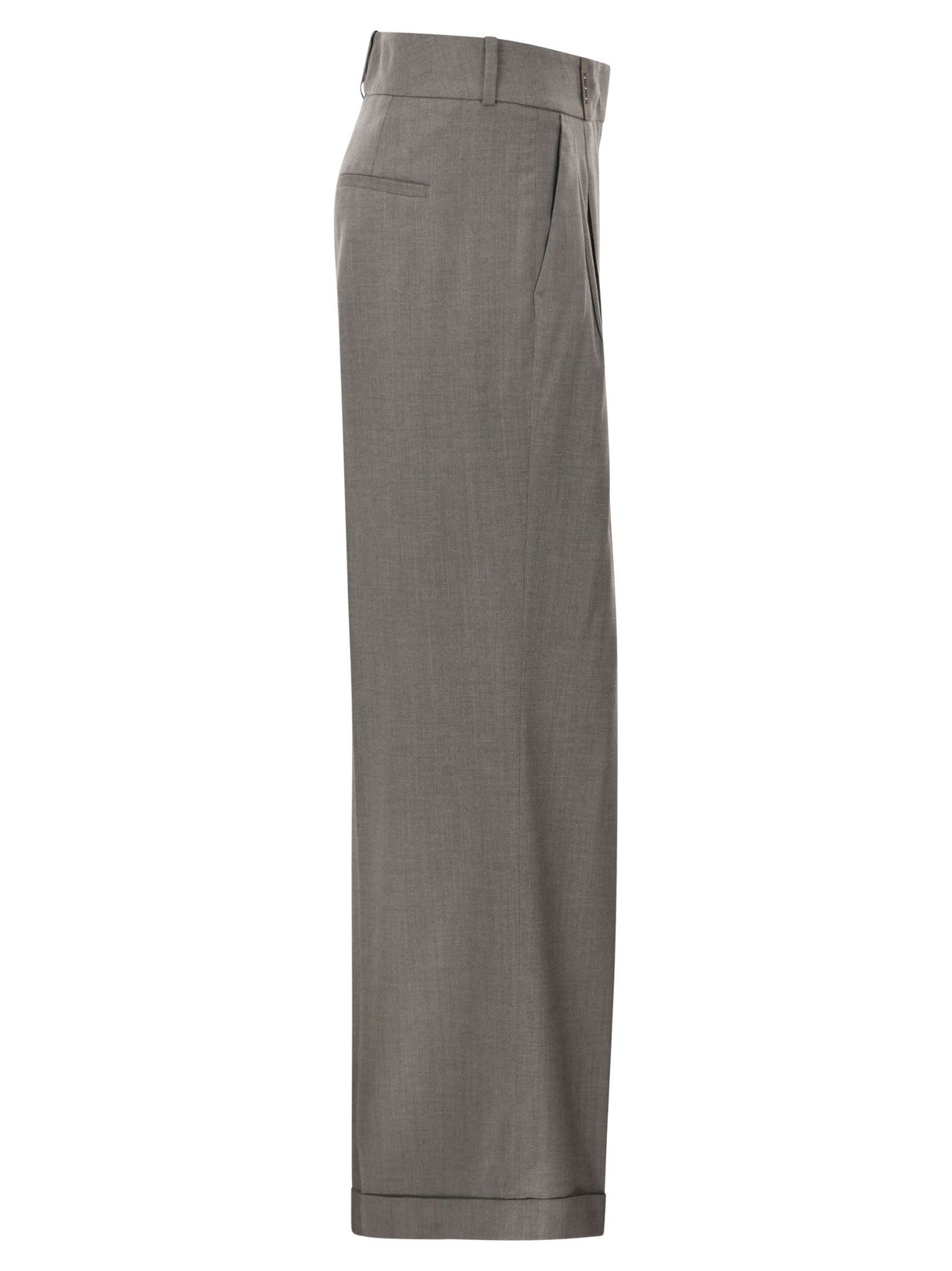 Peserico Women Tailored Virgin Wool Stretch Trousers With Front Pleats
