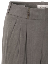Peserico Women Tailored Virgin Wool Stretch Trousers With Front Pleats