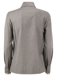 PESERICO Peserico Women Stretch Virgin Wool And Viscose Shirt With Shimmering Cuff Detail