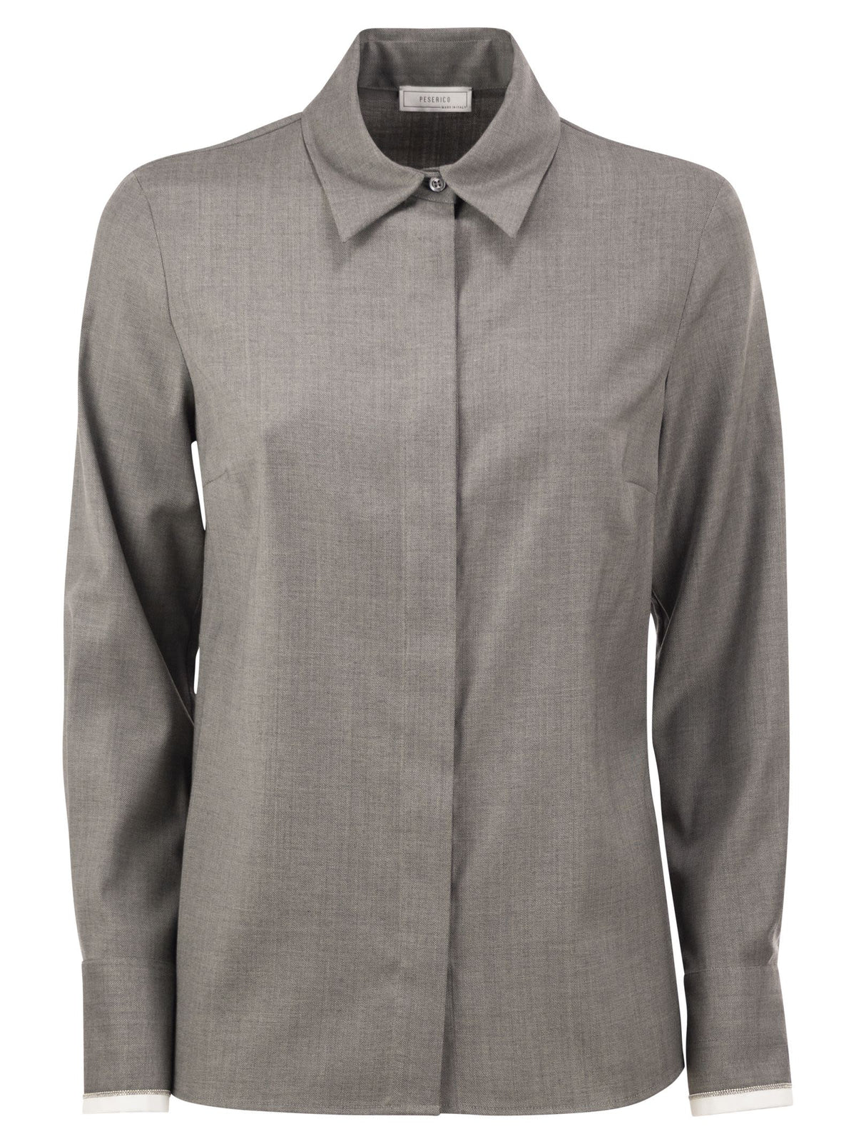 PESERICO Peserico Women Stretch Virgin Wool And Viscose Shirt With Shimmering Cuff Detail