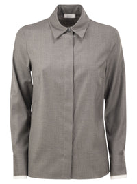 PESERICO Peserico Women Stretch Virgin Wool And Viscose Shirt With Shimmering Cuff Detail