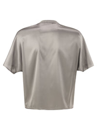 Peserico Women Stretch Silk Blouse With Lurex Knit Neckline