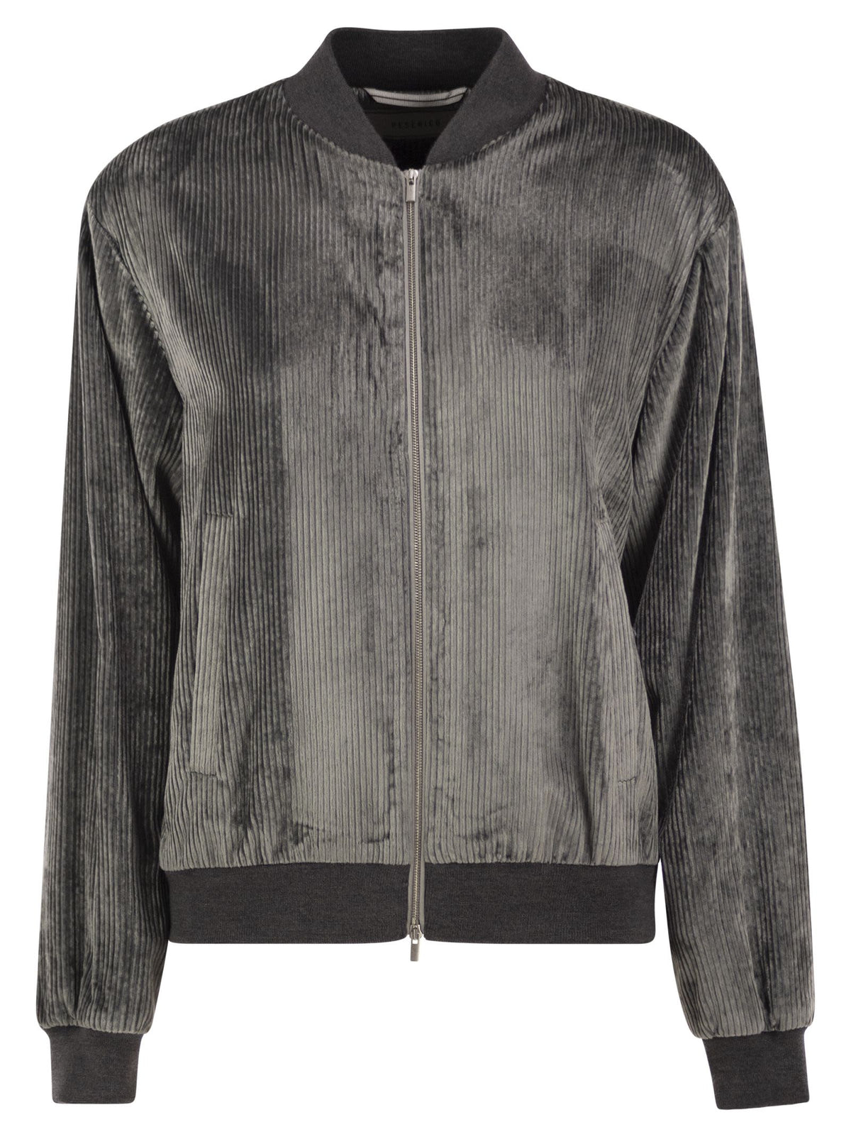 Peserico Women Stretch Corded Velvet Bomber Jacket With Silk Details