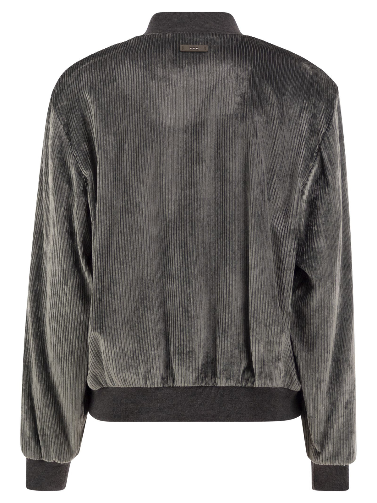 Peserico Women Stretch Corded Velvet Bomber Jacket With Silk Details