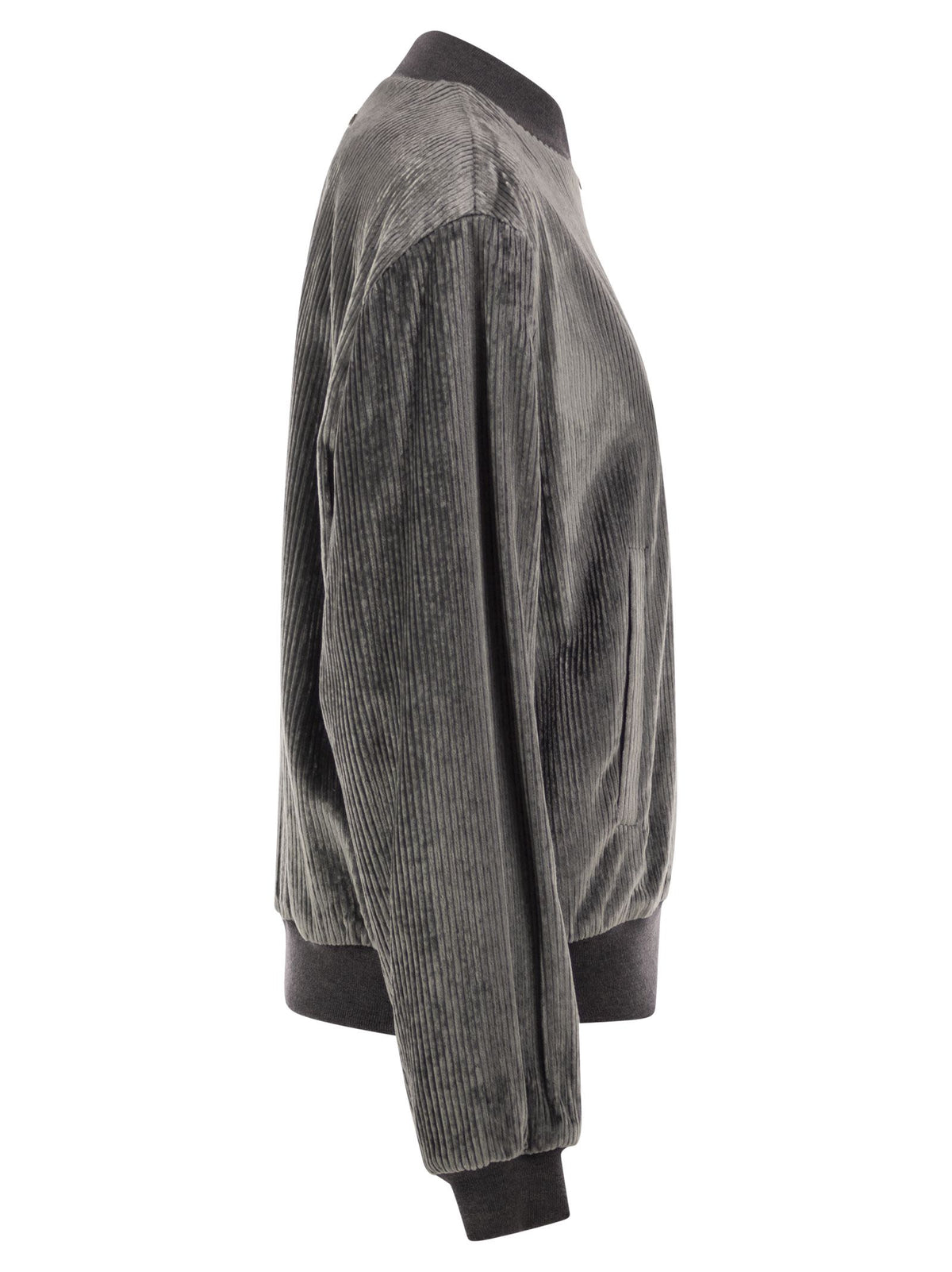 Peserico Women Stretch Corded Velvet Bomber Jacket With Silk Details