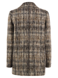 Peserico Women Double-Breasted Mohair-Blend Checked Blazer