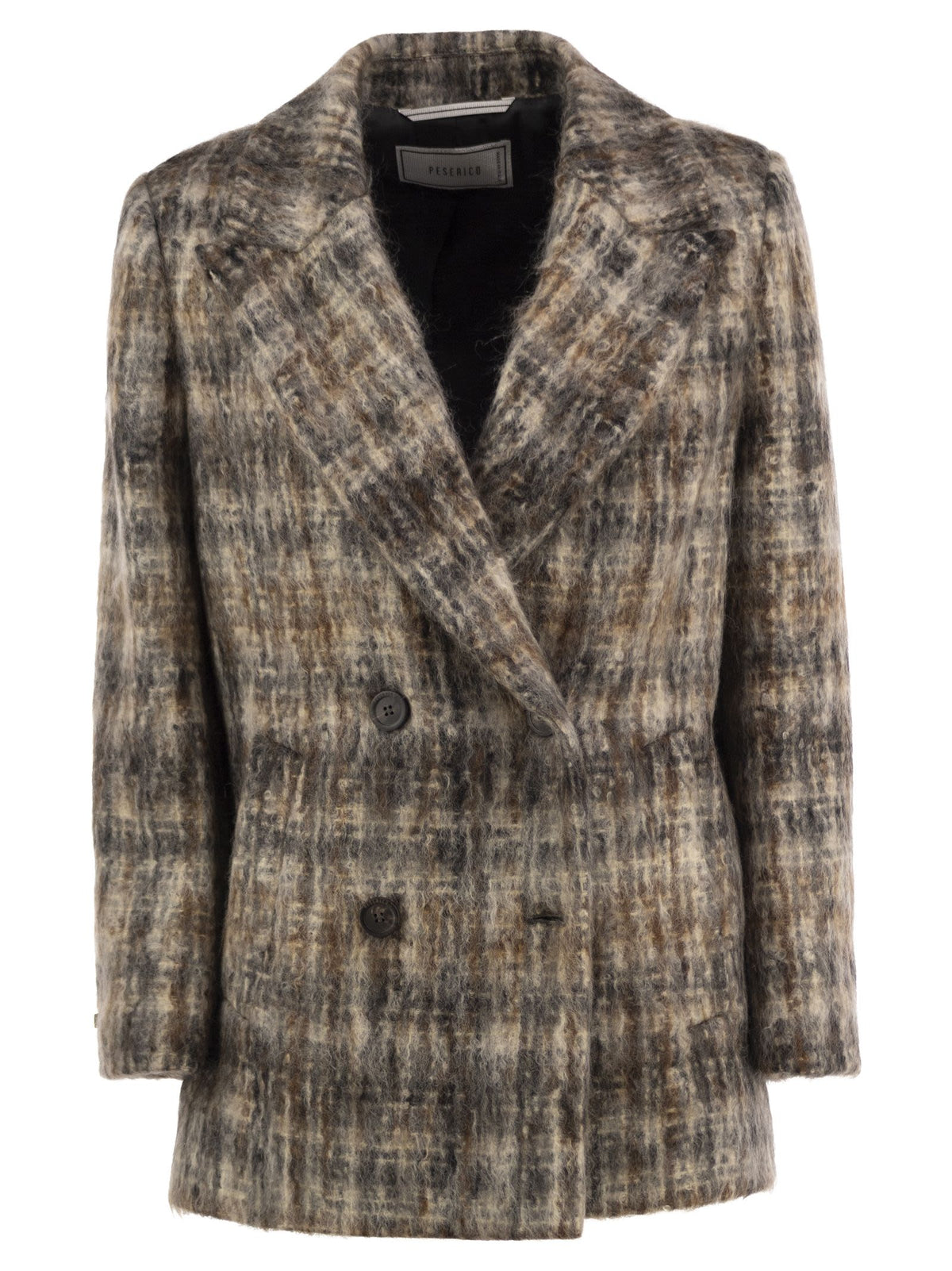 Peserico Women Double-Breasted Mohair-Blend Checked Blazer