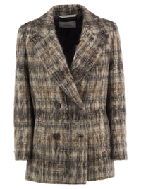 Peserico Women Double-Breasted Mohair-Blend Checked Blazer