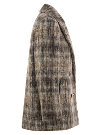 Peserico Women Double-Breasted Mohair-Blend Checked Blazer