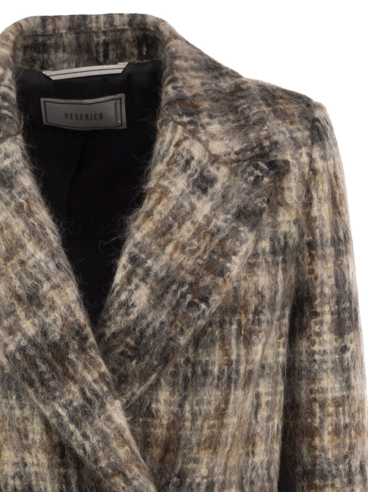 Peserico Women Double-Breasted Mohair-Blend Checked Blazer