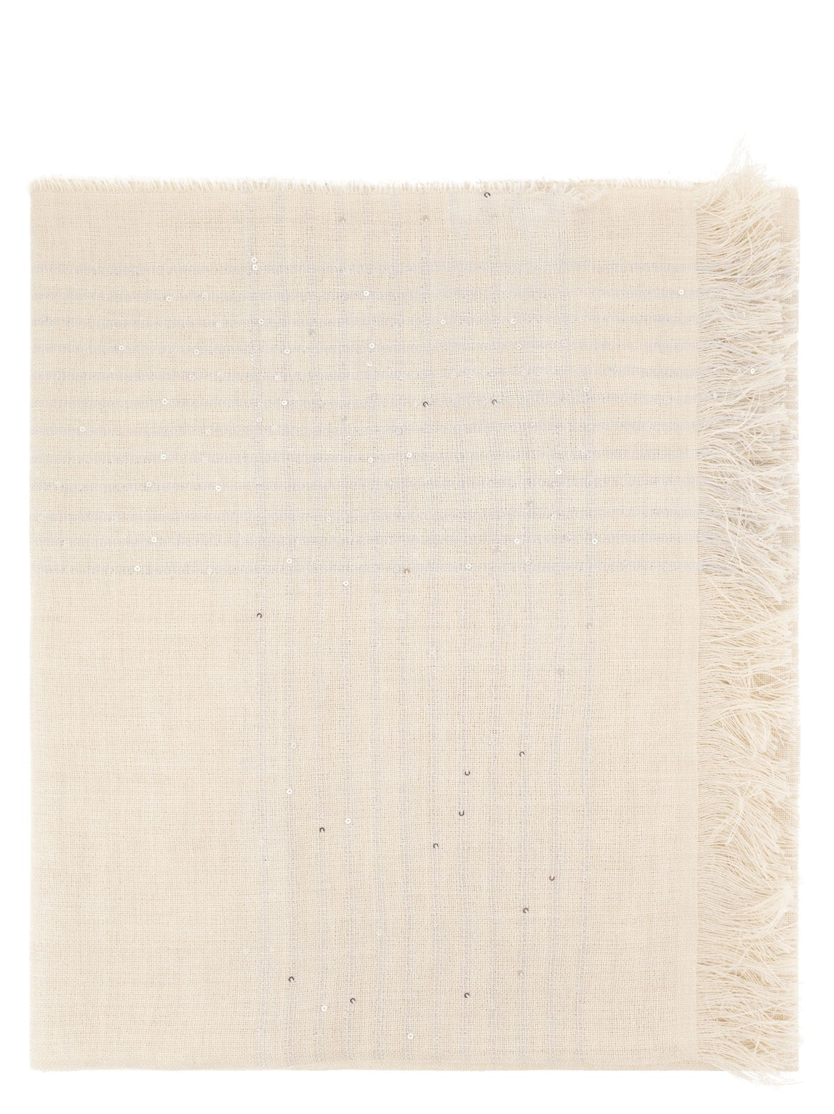 Peserico Women Virgin Wool Scarf With Check Pattern, Sequins And Lurex Details