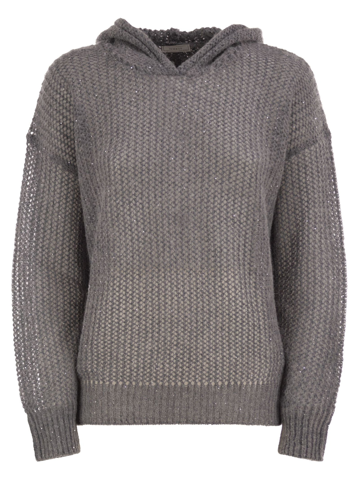 Peserico Women Hooded Open-Knit Jumper With Sequins