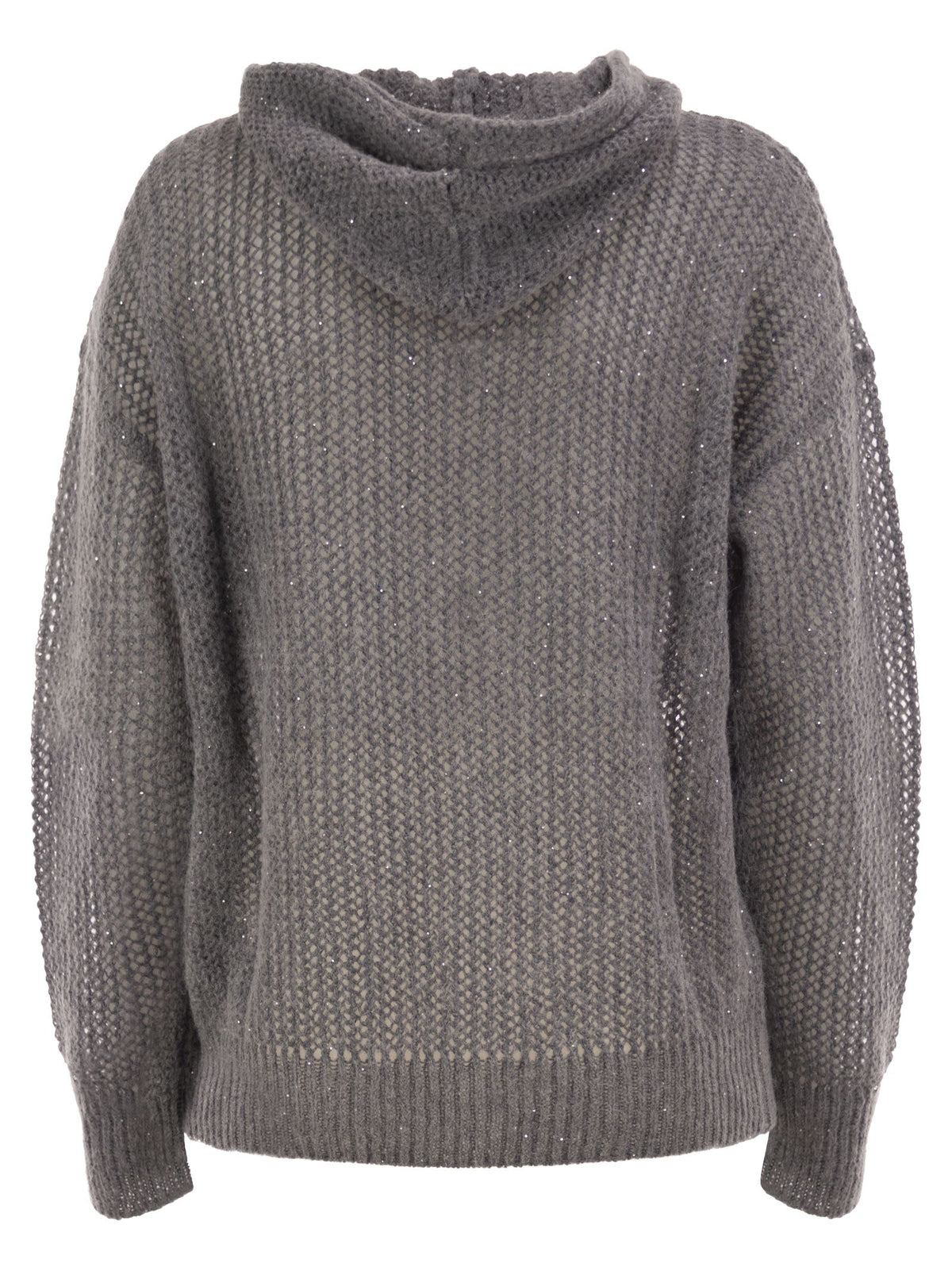Peserico Women Hooded Open-Knit Jumper With Sequins