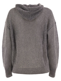 Peserico Women Hooded Open-Knit Jumper With Sequins