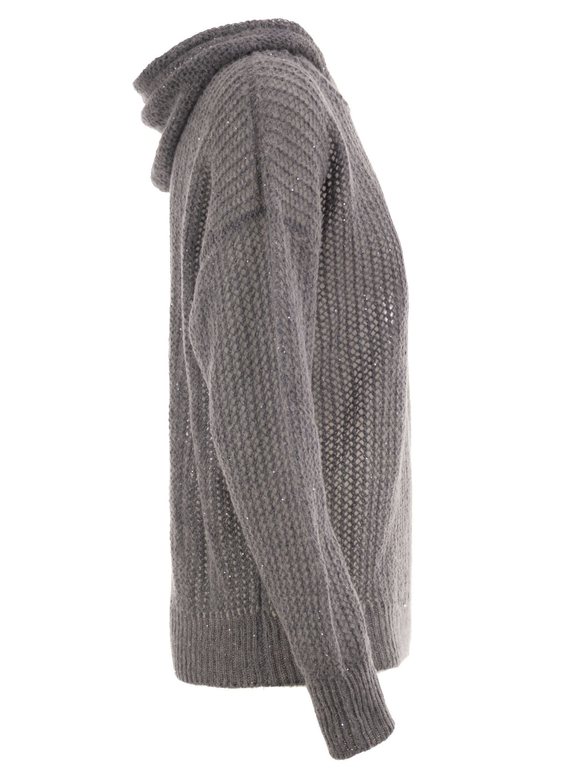 Peserico Women Hooded Open-Knit Jumper With Sequins