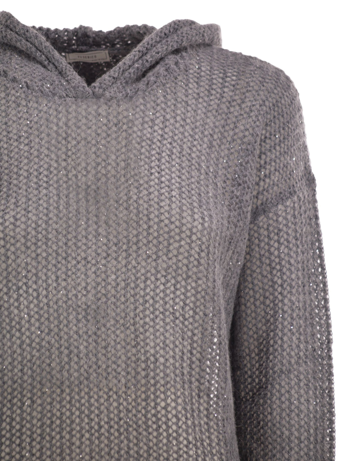 Peserico Women Hooded Open-Knit Jumper With Sequins