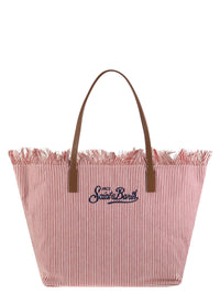 MC2 SAINT BARTH Mc2 Saint Barth Women City Shopper Bag With Stripes And Embroidered Logo