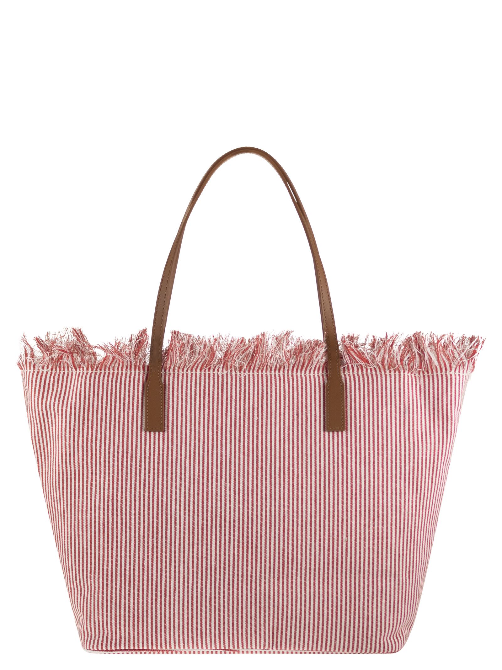 MC2 SAINT BARTH Mc2 Saint Barth Women City Shopper Bag With Stripes And Embroidered Logo