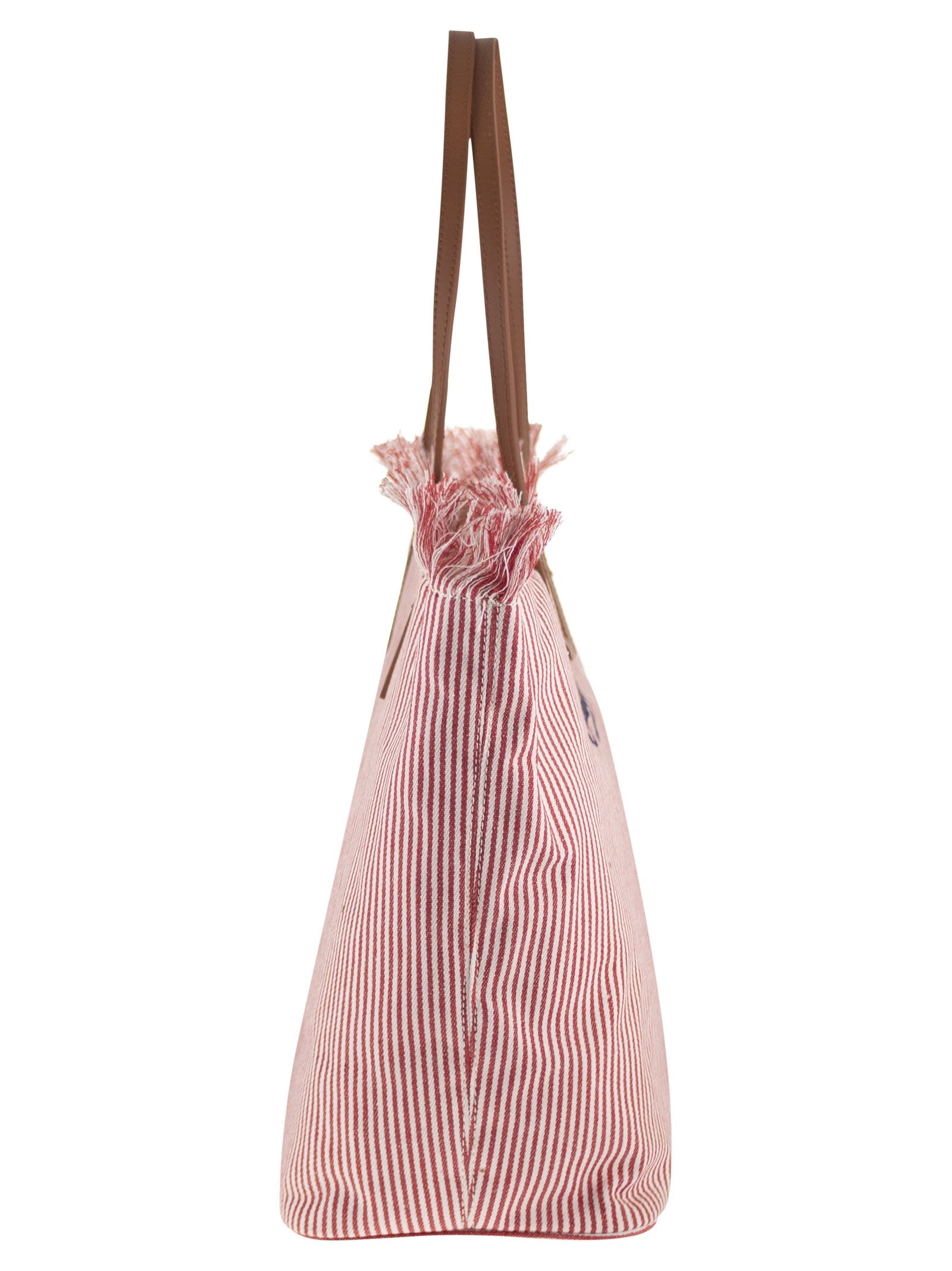 MC2 SAINT BARTH Mc2 Saint Barth Women City Shopper Bag With Stripes And Embroidered Logo