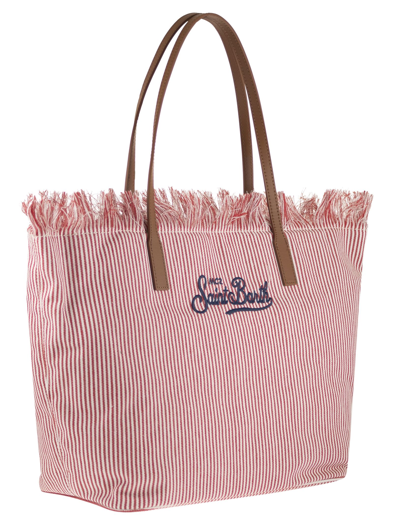 MC2 SAINT BARTH Mc2 Saint Barth Women City Shopper Bag With Stripes And Embroidered Logo